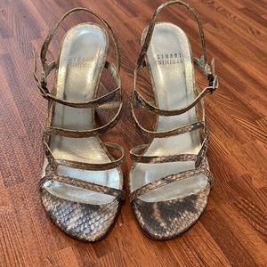 Stuart weitzman snake print satin heels size 6